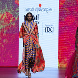 Gulal Printed Embroidered Purple Orange Jacket Set