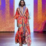 Gulal Printed Embroidered Purple Orange Jacket Set