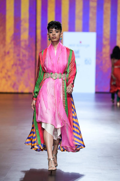 Gulal Printed Embroidered Jacket With Bias Dress