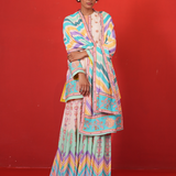 Ivory Multi Chevron Butterfly Sharara Set