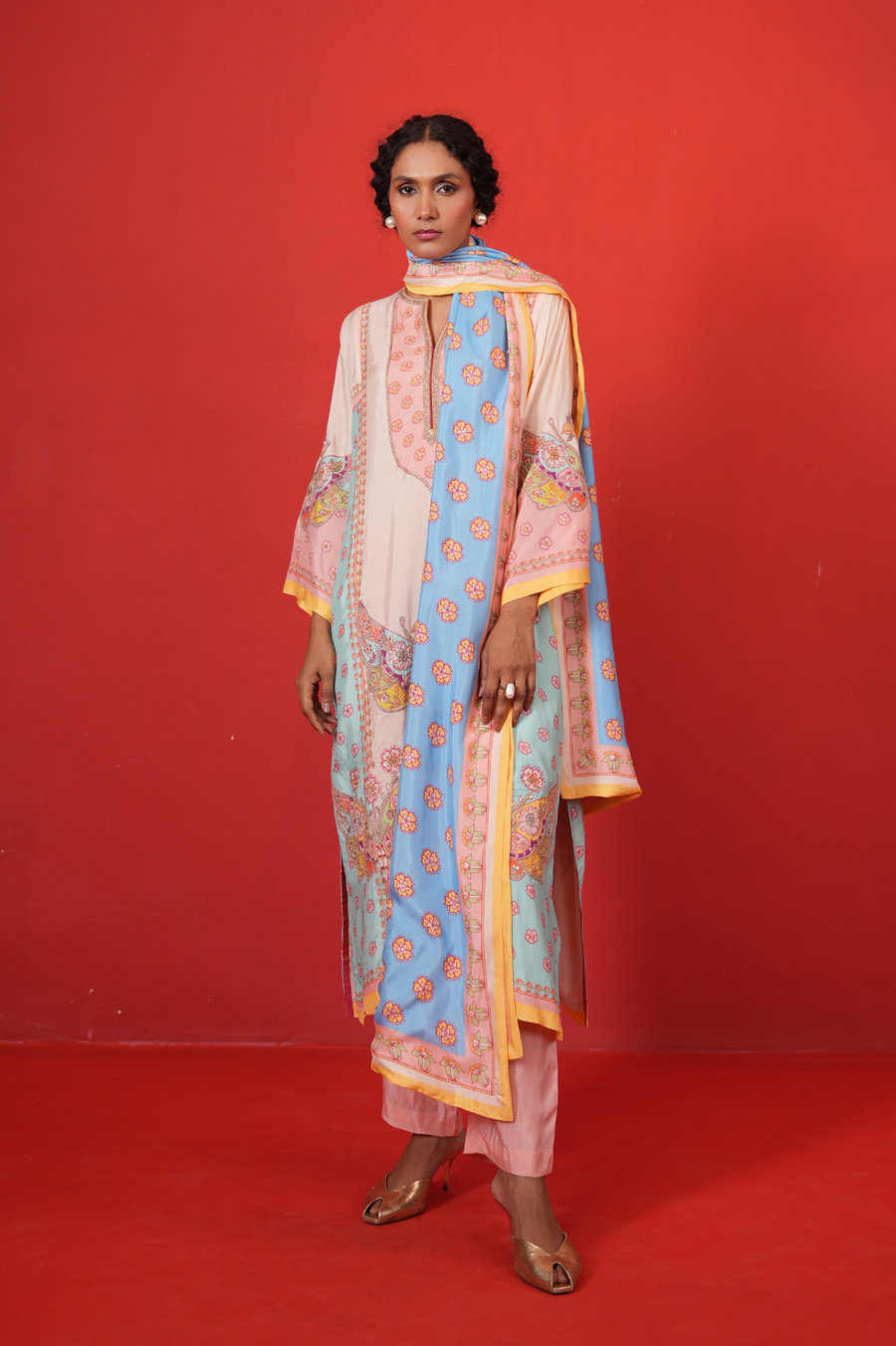 Ivory Multi Marodi Butterfly Kurta Set