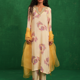 Ivory Printed Embroidered Buta Jaal Kurta Set