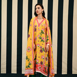 Mirror Work With Yellow Printed Kurta Set