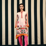 Mirror Work with Ivory Pink Printed Dhoti Tunic Set