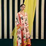 Mirror Work with Ivory Printed Kurta Set
