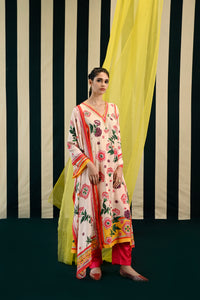 Mirror Work with Ivory Printed Kurta Set