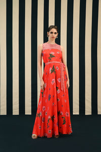 Mirror Work with Orange Printed Jumpsuit