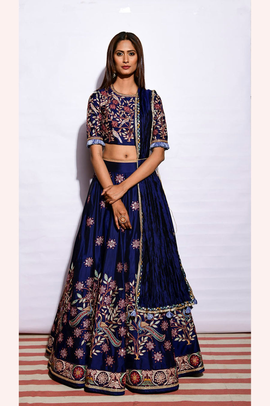 Morbagh Embroidered Lehenga With Blouse And Crushed Dupatta