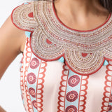 Aqua Printed Embroidered Jumpsuit
