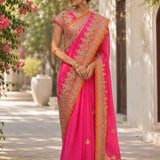 Luxury Handcrafted Georgette Saree with Gota Patti Embroidery