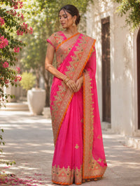 Luxury Handcrafted Georgette Saree with Gota Patti Embroidery