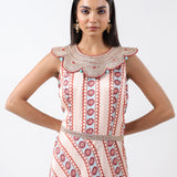Aqua Printed Embroidered Jumpsuit