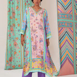 Peach Multi Butterfly Panel Kurta Set