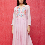 Pink embroidered dress
