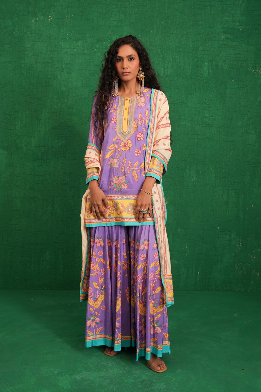 Purple / Ivory Butterfly Sharara Set