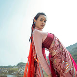 Morbagh Rose Pink Peacock Saree With Blouse