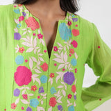 Lime Green Embroidered Applique Dress