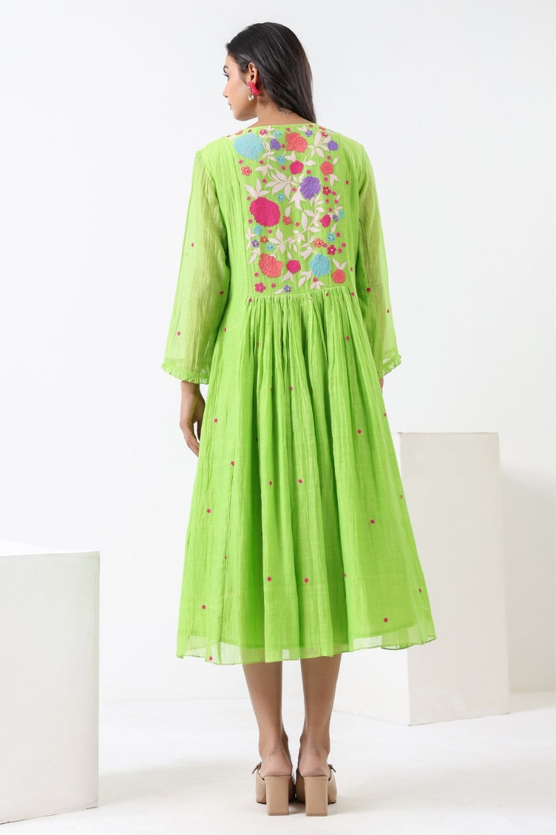 Rose lime green appliqued tunic/ dress