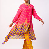 Rani Nalini Embroidered Printed Asymmetric Kurta Set