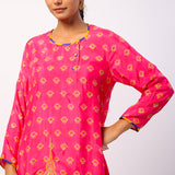 Rani Nalini Embroidered Printed Asymmetric Kurta Set
