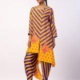 Purple Nalini Embroidered Printed Asymmetric Kurta Set