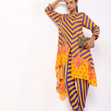 Purple Nalini Embroidered Printed Asymmetric Kurta Set
