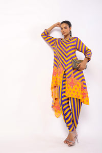 Purple Nalini Embroidered Printed Asymmetric Kurta Set