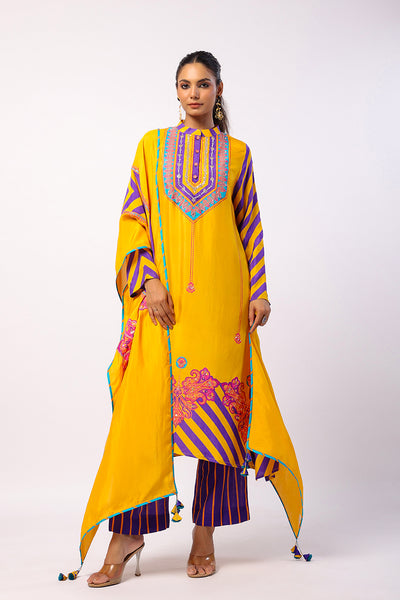 Moli Yellow Embroidered Printed Kurta Set