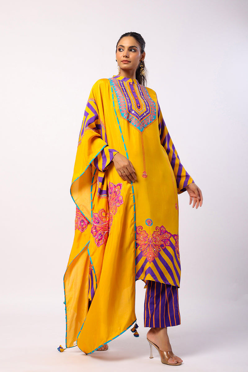 Moli Yellow Embroidered Printed Kurta Set