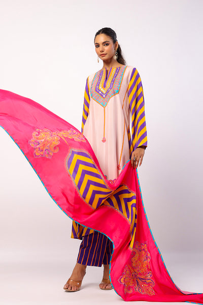 Moli Ivory Embroidered Printed Kurta Set