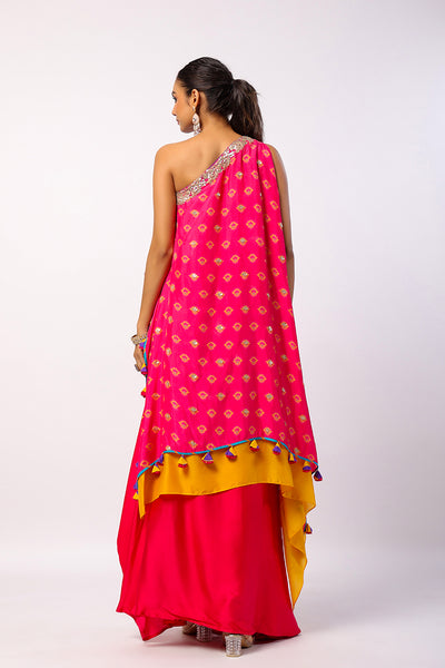 Rumi Embroidered Printed Cape Set