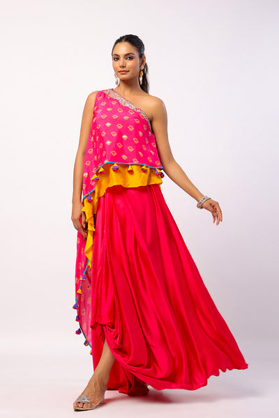 Rumi Embroidered Printed Cape Set