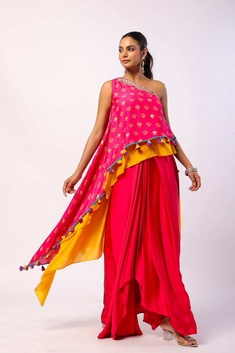 Rumi Embroidered Printed Cape Set