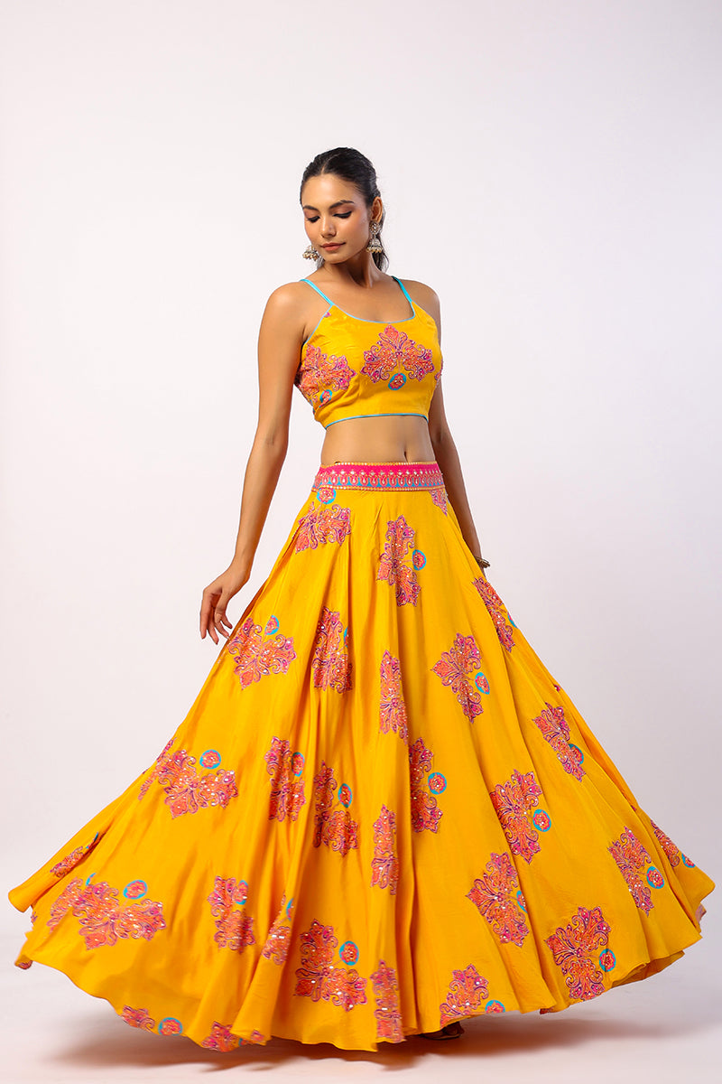 Veena Embroidered Printed Lehenga Set