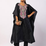 Black Silk Navratan Embroidered Kaftan Set