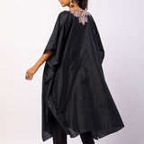 Black Silk Navratan Embroidered Kaftan Set