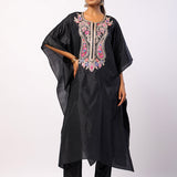 Black Silk Navratan Embroidered Kaftan Set