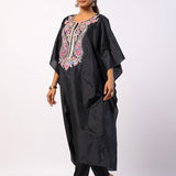 Black Silk Navratan Embroidered Kaftan Set