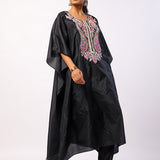 Black Silk Navratan Embroidered Kaftan Set