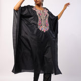 Black Silk Navratan Embroidered Kaftan Set