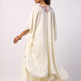 Ivory Navratan Silk Embroidered Kaftan with Gharara Pants