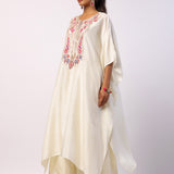 Ivory Navratan Silk Embroidered Kaftan with Gharara Pants