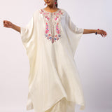 Ivory Navratan Silk Embroidered Kaftan with Gharara Pants
