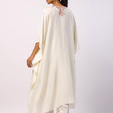 Ivory Silk Resham Embroidered Kaftan Set