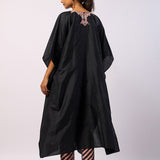 Black Silk Navratan Embroidered Kaftan