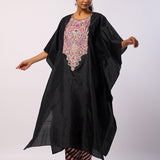 Black Silk Navratan Embroidered Kaftan