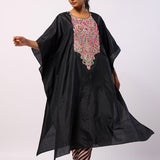 Black Silk Navratan Embroidered Kaftan