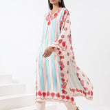 Ivory & Aqua Printed Embroidered Kurta Set