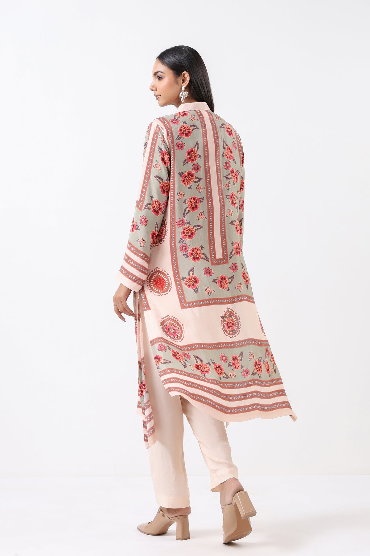 Feroza Sage Placement Printed Kurta Set