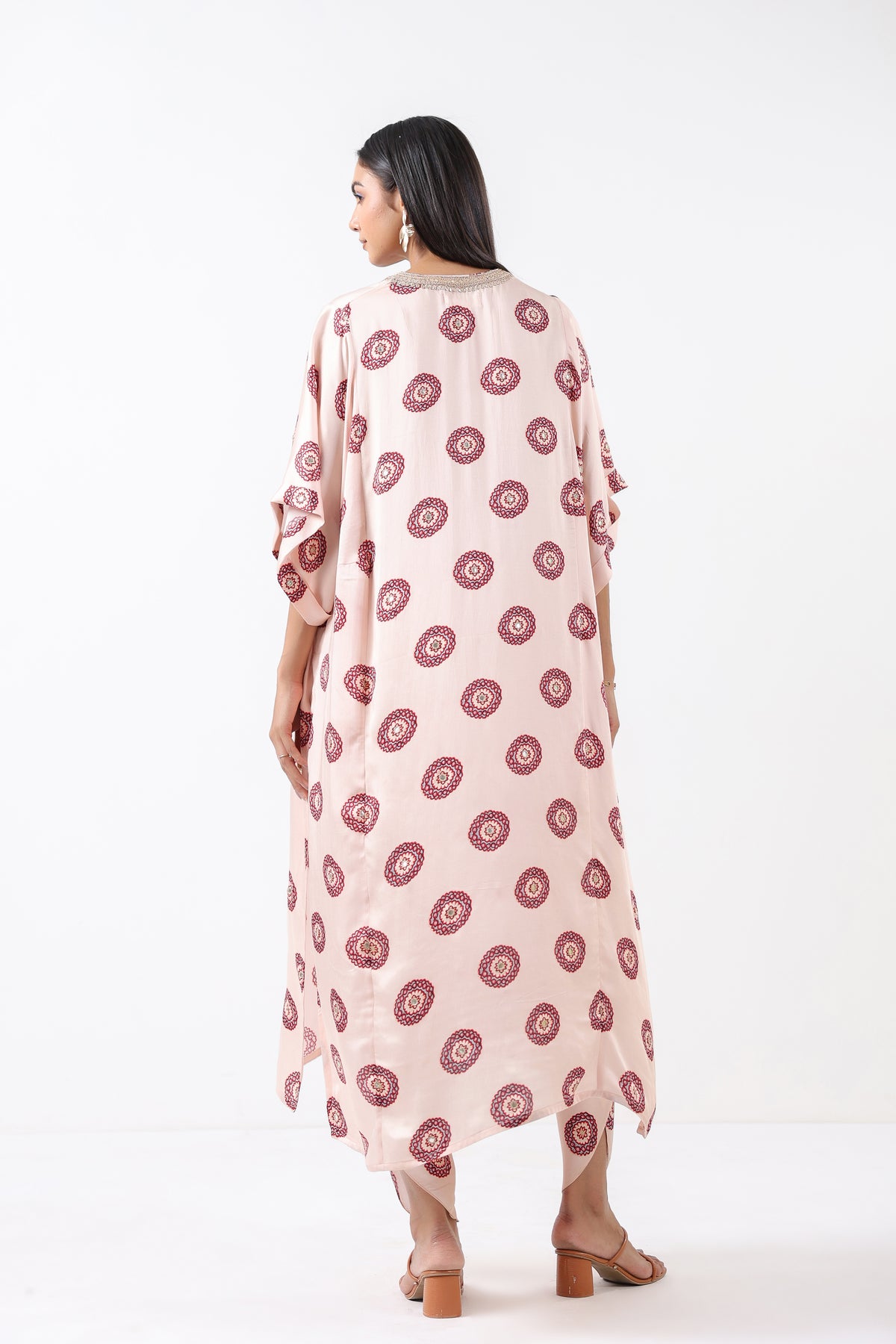 Ivory Printed Embroidered Chameli Kaftan Set